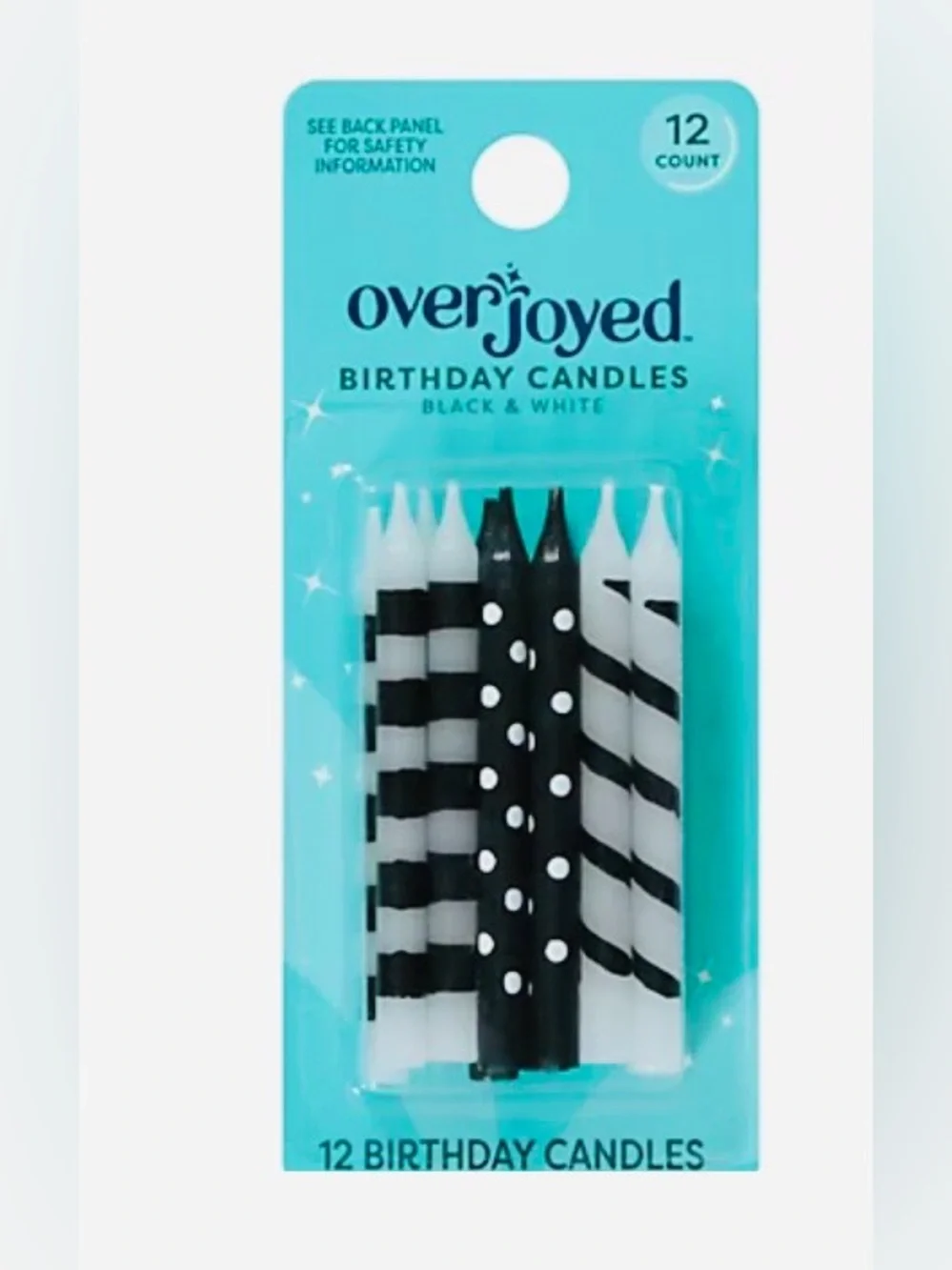 New 2 Packages Overjoyed Black and White 2 3/8” Candles 24 Candles Total